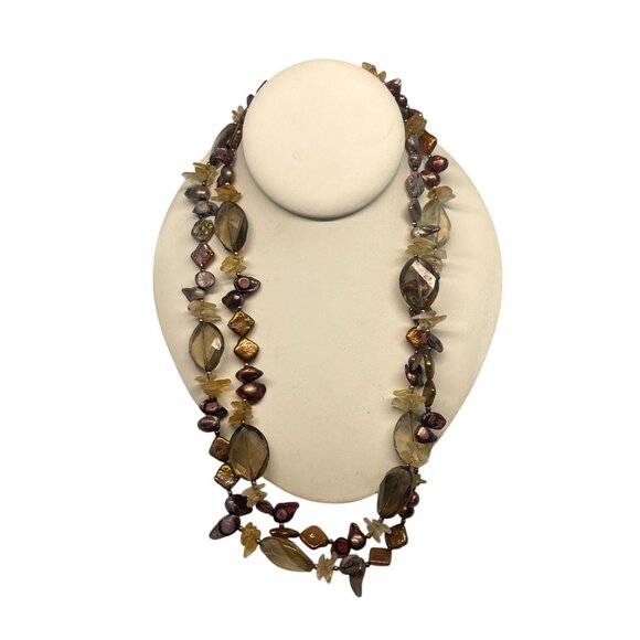 Natural Stone & Shell Multi-Color Beaded Necklace - Picture 1 of 6